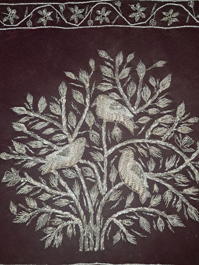 Fundas cojin bordadas plata dorado India (x3)40x40