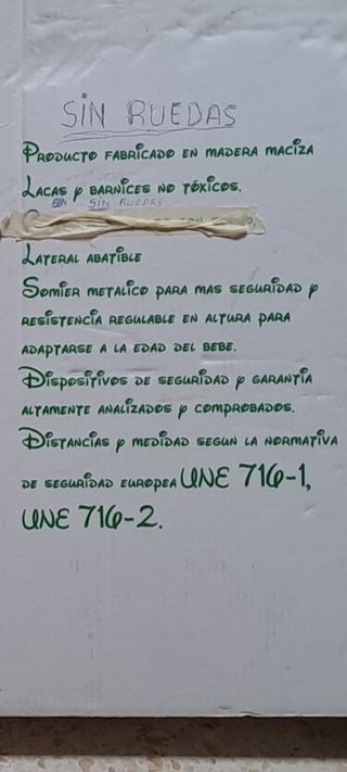 Cuna bebé madera maciza - Sin ruedas