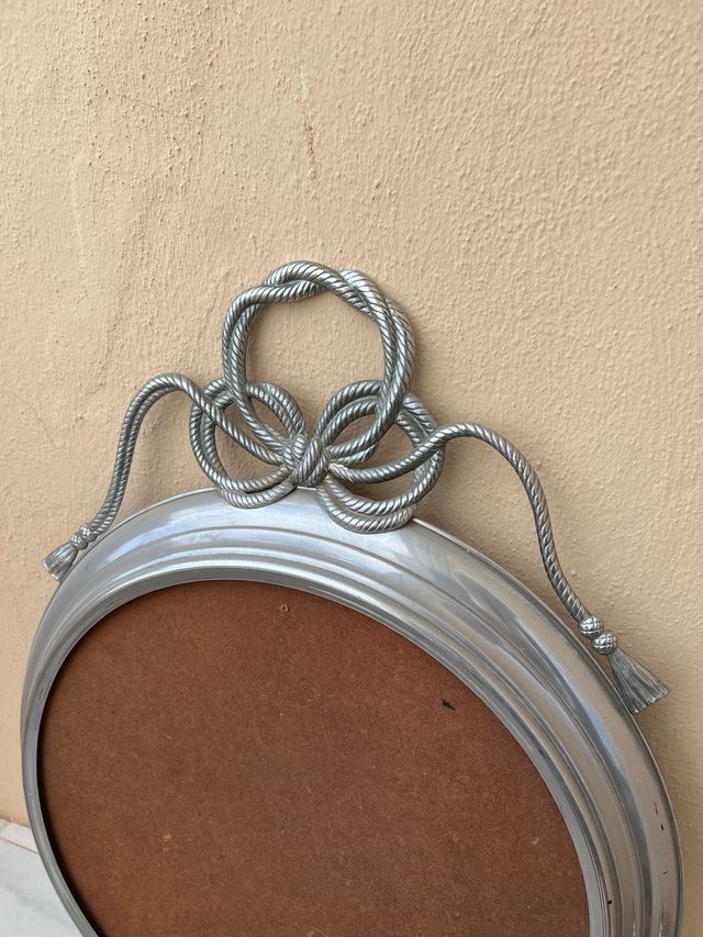 Espejo antiguo metal plateado