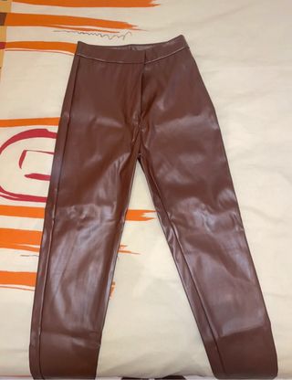 Pantalón polipiel marrón SHEIN XS