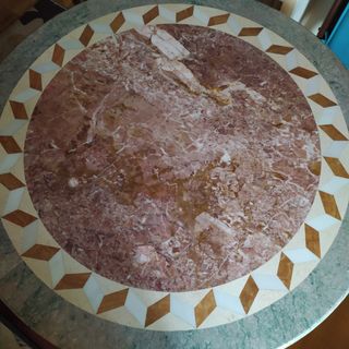 Mesa jardín mármol-hierro