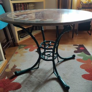 Mesa jardín mármol-hierro