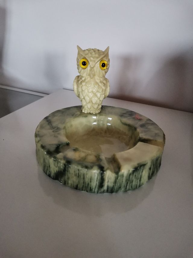 Cenicero búho alabastro vintage
