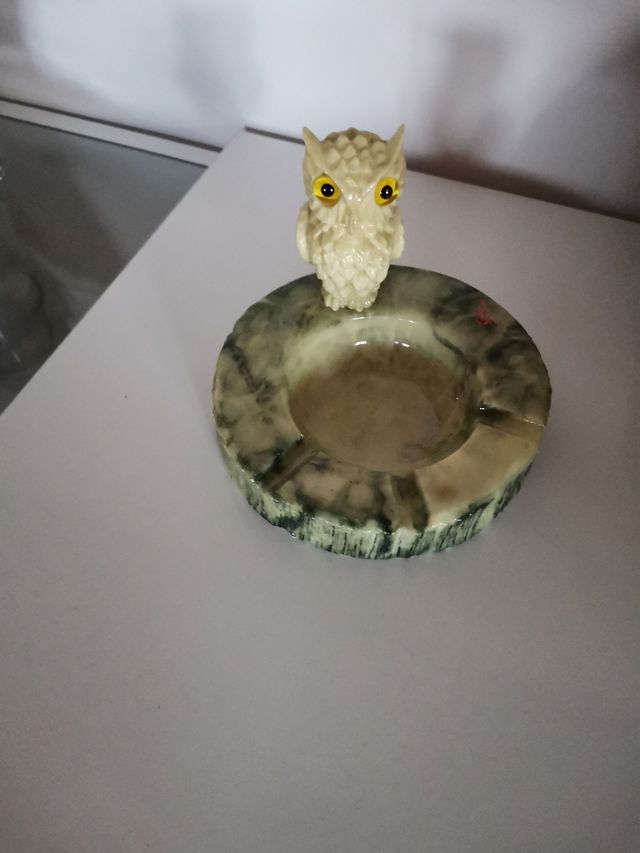 Cenicero búho alabastro vintage