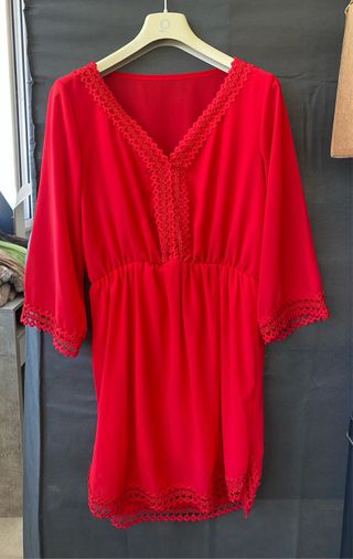 Vestito rosso in chiffon