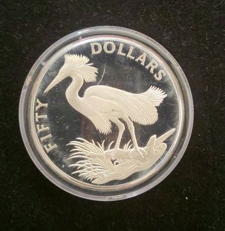Moneda Plata Islas Caimán 1985