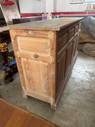 Mostrador antiguo de madera de pino de melis