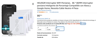 Interruptor persianas HeuxGir con porcentaje.