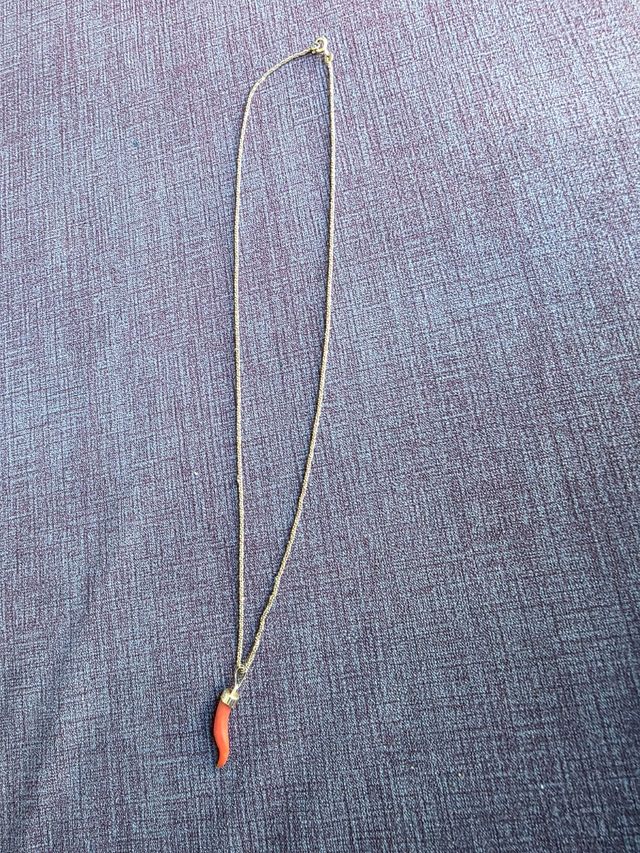 Collar cuerno rojo - Cadena dorada