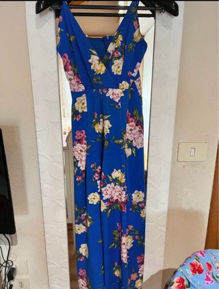 Mono largo azul estampado