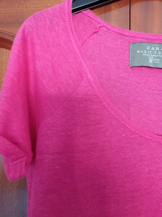 Camiseta Zara rosa talla S