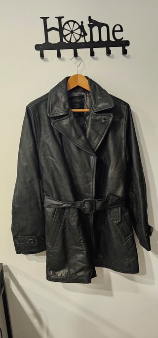 Chaqueta cuero marrón 3/4