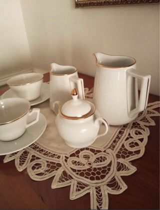 Juego porcelana blanco-oro