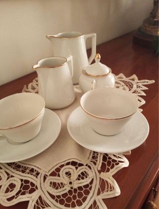 Juego porcelana blanco-oro