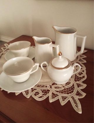 Juego porcelana blanco-oro