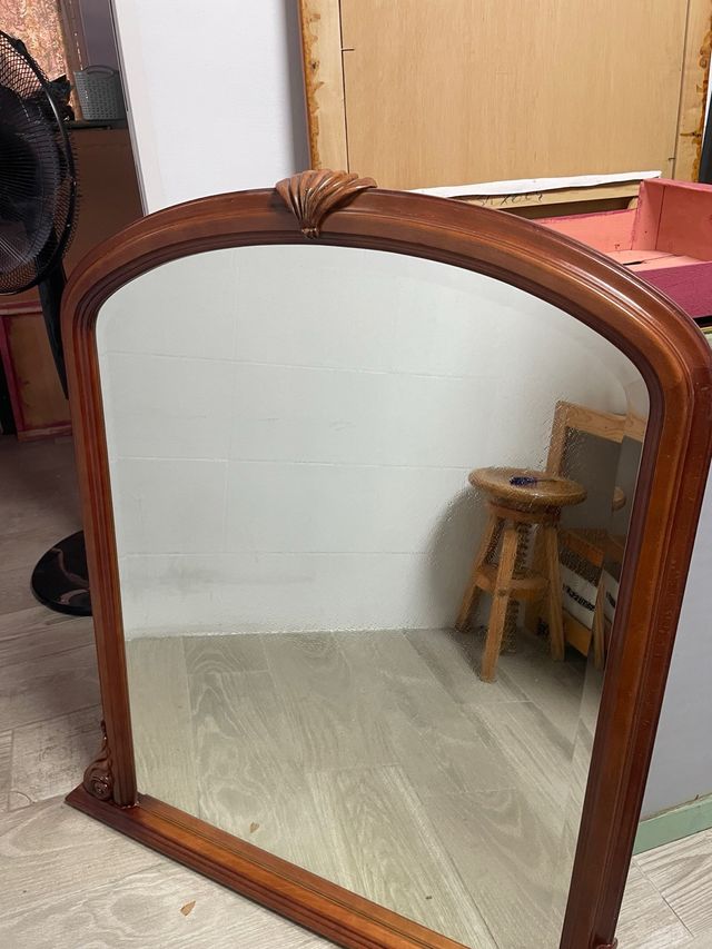 Espejo biselado madera marrón