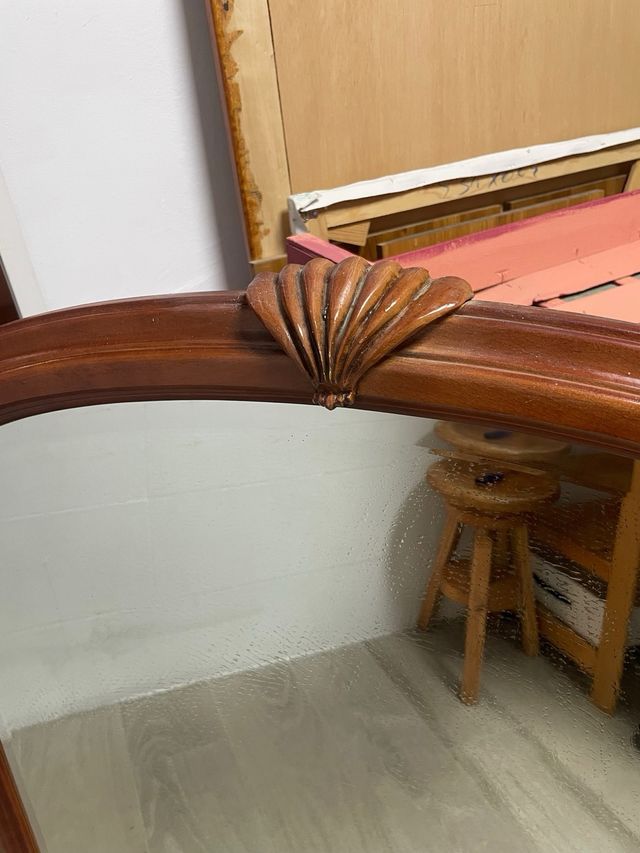 Espejo biselado madera marrón