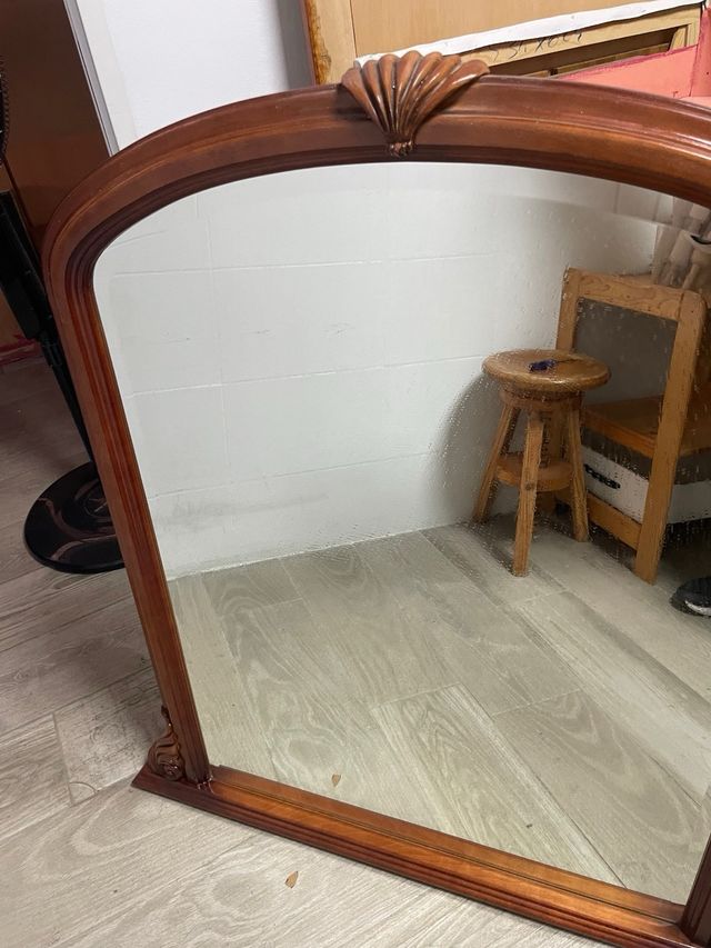 Espejo biselado madera marrón