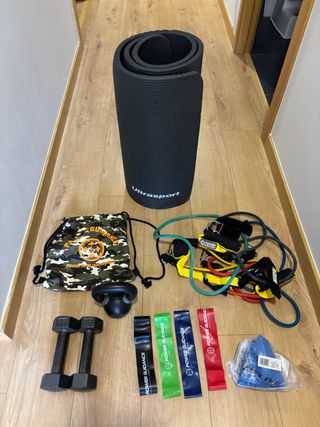 Kit fitness: Kettlebell, mancuernas, TRX, colchone