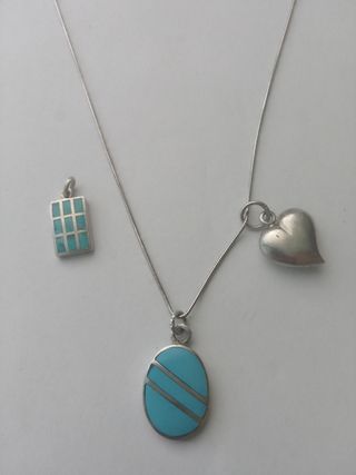 Cadena plata 42 cm.mas 3 colgantes