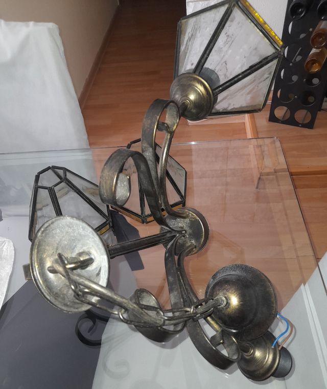 Lámpara forja 3 luces vintage