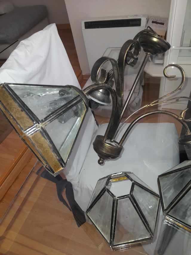 Lámpara forja 3 luces vintage