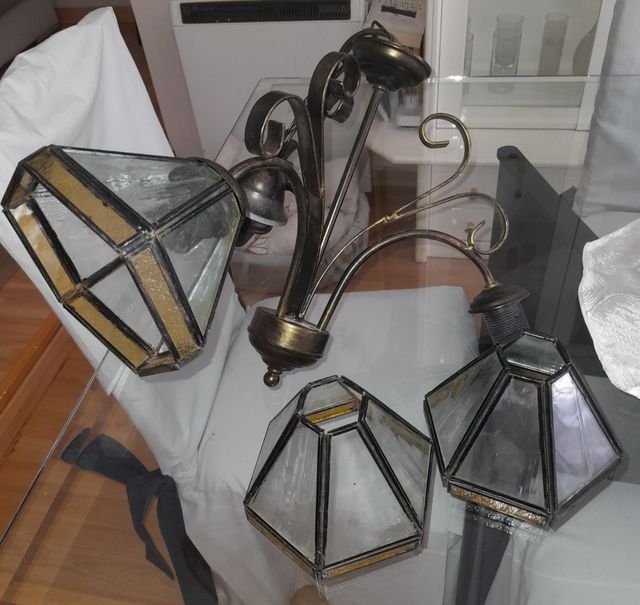 Lámpara forja 3 luces vintage