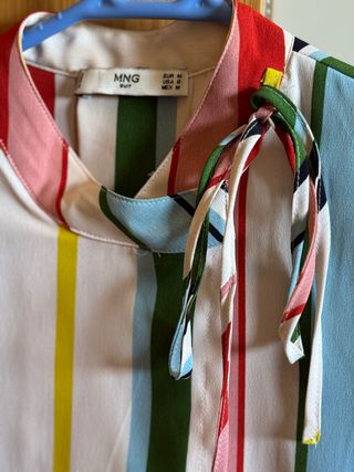 Camisa rayas multicolor M - Mango