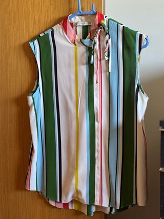 Camisa rayas multicolor M - Mango