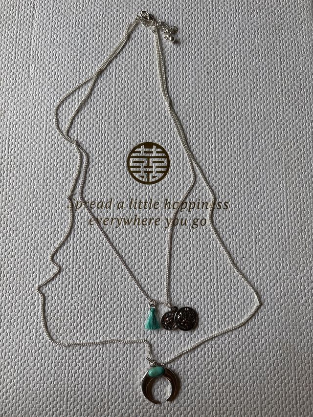 Conjunto de dos collares plateados