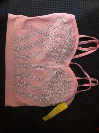 Top brillante rosa