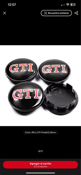 4 Tapas centro de rueda GTI 65mm Modelo 2