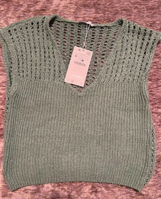 Top Zara L - Verde Oliva - Ganchillo