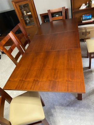 Mesa comedor + 6 sillas madera