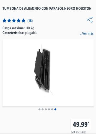 Tumbona aluminio parasol negro