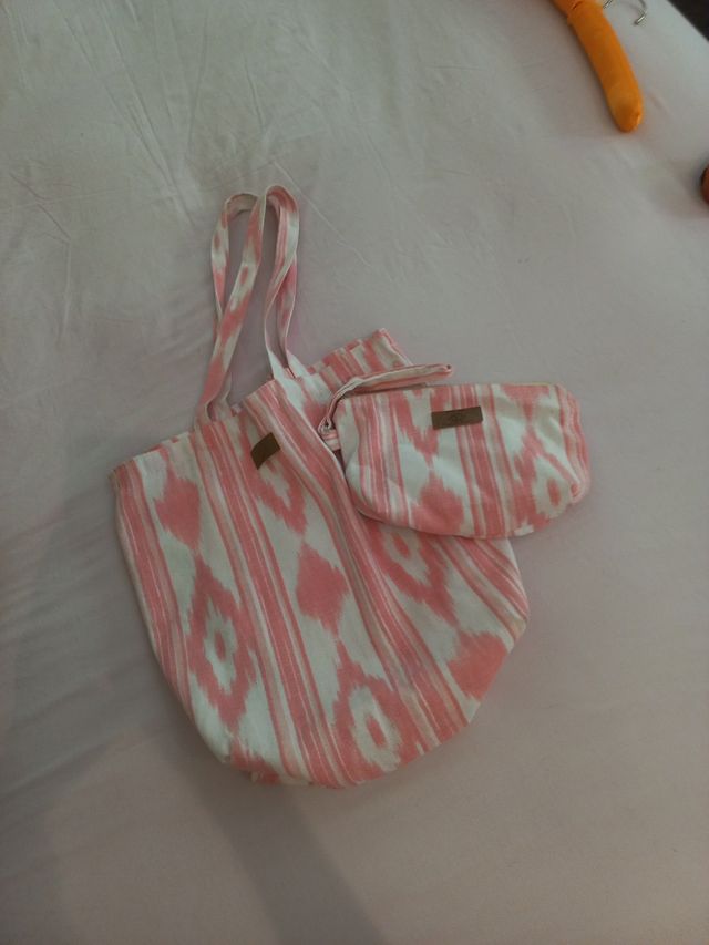 Bolsa y neceser - Rosa y blanco