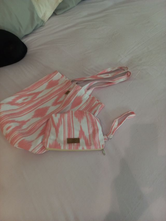 Bolsa y neceser - Rosa y blanco
