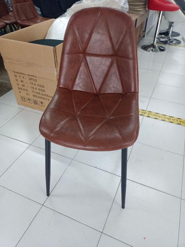 sillas comedor piel sintetica - Marrón