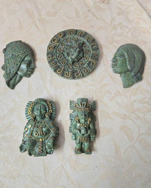 5 relieves Aztecas colgar pared verde malaquita