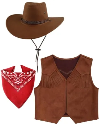 Sombrero Vaquero Chaleco y Bandana Adulto Talla L