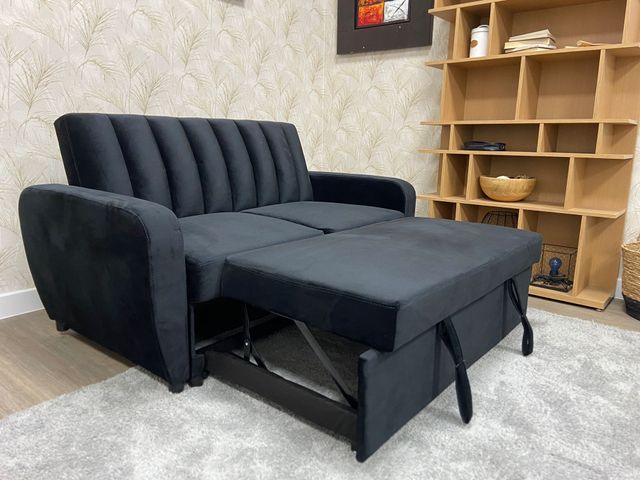 Sofá cama terciopelo negro