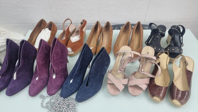 Conjunto de sapatos femininos em pele nº 37