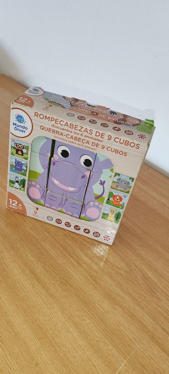 Rompecabezas 9 cubos madera