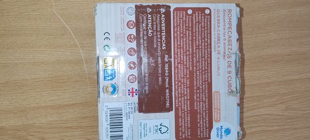 Rompecabezas 9 cubos madera