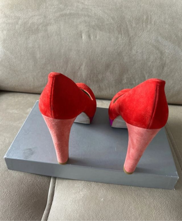 Zapatos Fosco tacón rojo-rosa