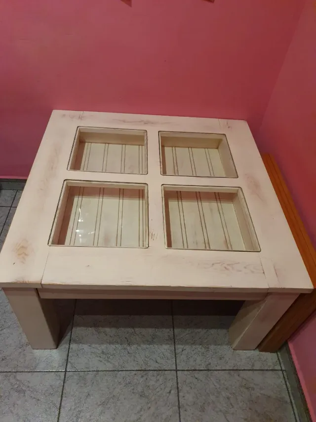 Mesa centro madera blanca - vintage