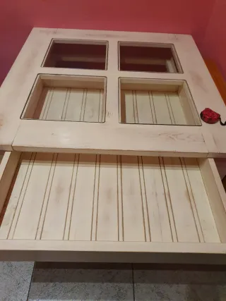 Mesa centro madera blanca - vintage