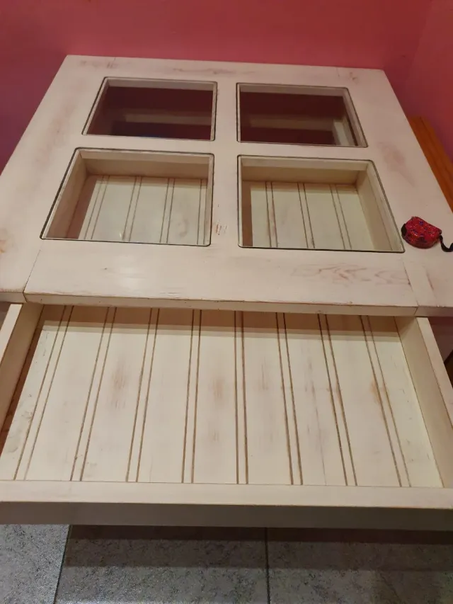 Mesa centro madera blanca - vintage