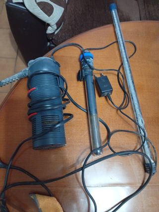Filtro acuario Eheim + Calentador 75W