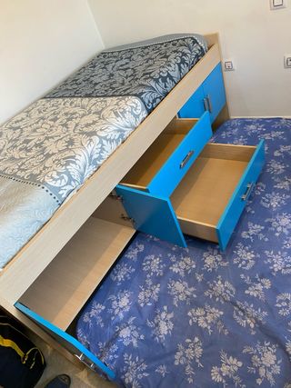 Cama nido infantil azul y beige